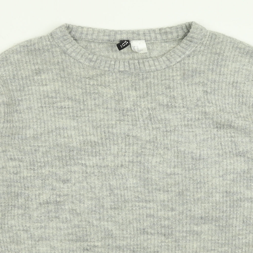 H&M Womens Grey Crew Neck  Acrylic Pullover Jumper Size XS