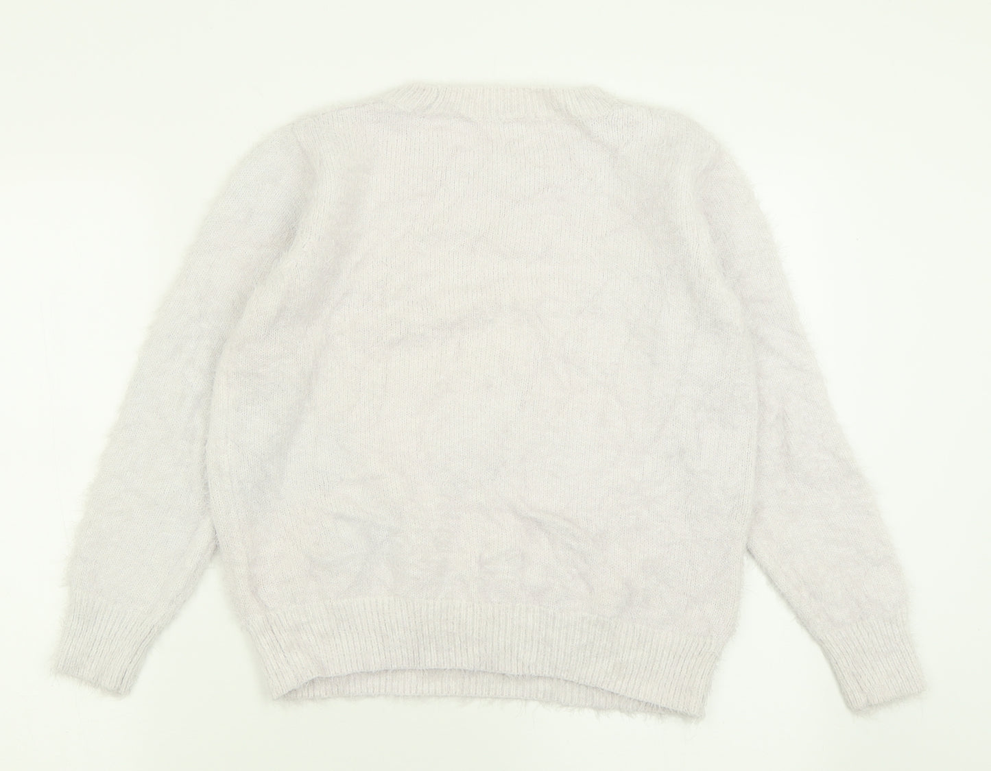 TU Womens Grey Crew Neck Geometric Polyamide Pullover Jumper Size 10   - Christmas Jumper