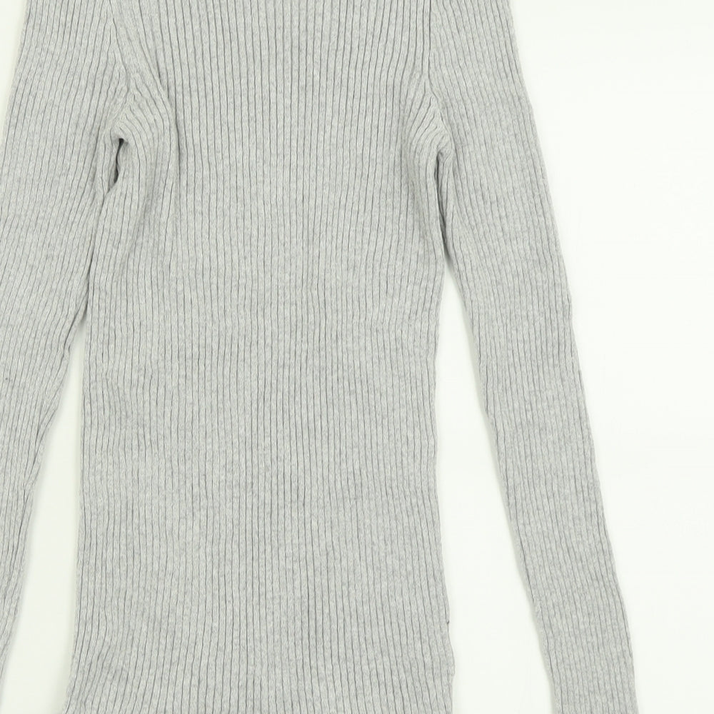 Papaya Womens Grey V-Neck  Polyester Pullover Jumper Size 8