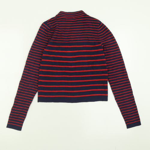 New Look Womens Blue Crew Neck Striped Polyester Pullover Jumper Size 8