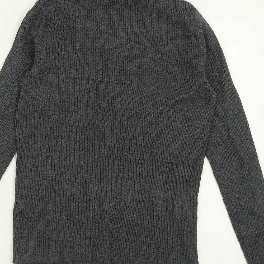 Marks and Spencer Womens Grey Roll Neck  Viscose Pullover Jumper Size 14