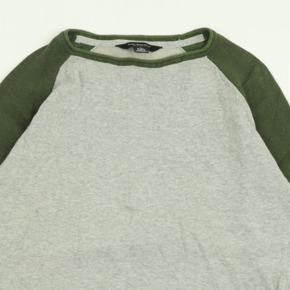 Cedar Wood State Mens Grey Crew Neck  Cotton Pullover Jumper Size S