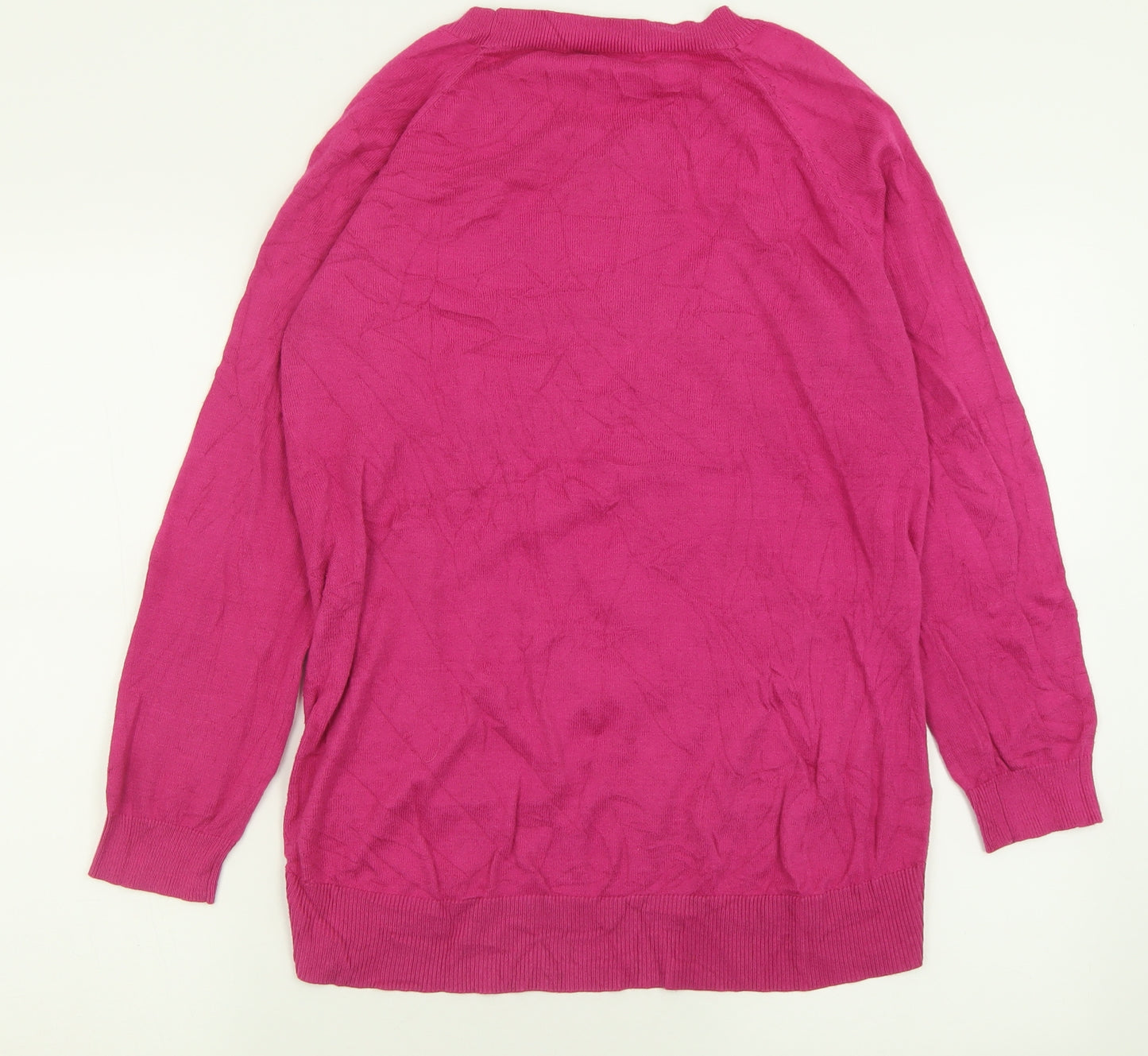 Oasis Womens Pink Crew Neck Floral Cotton Pullover Jumper Size M