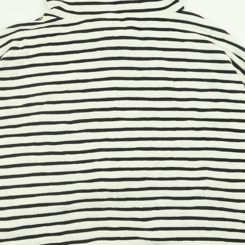 Samoon Womens White Striped Cotton Full Zip Hoodie Size 28  Zip