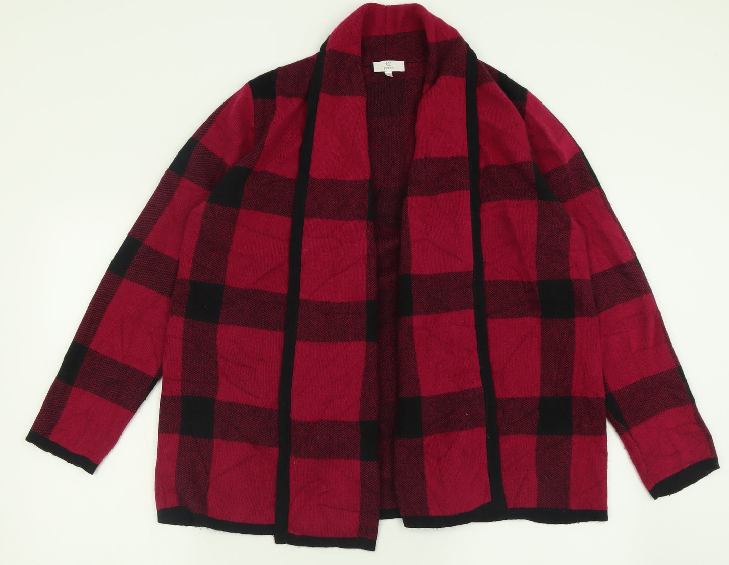 CC Womens Pink V-Neck Check Cotton Cardigan Jumper Size M