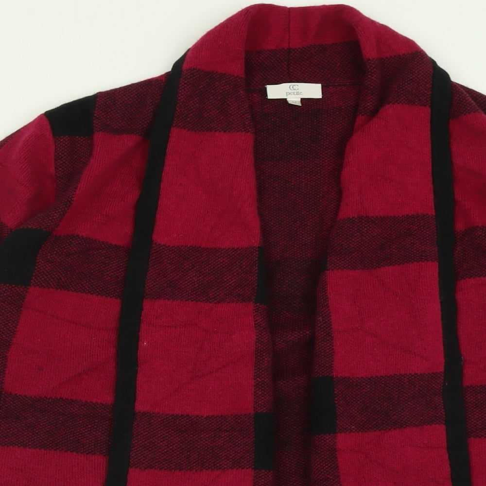 CC Womens Pink V-Neck Check Cotton Cardigan Jumper Size M