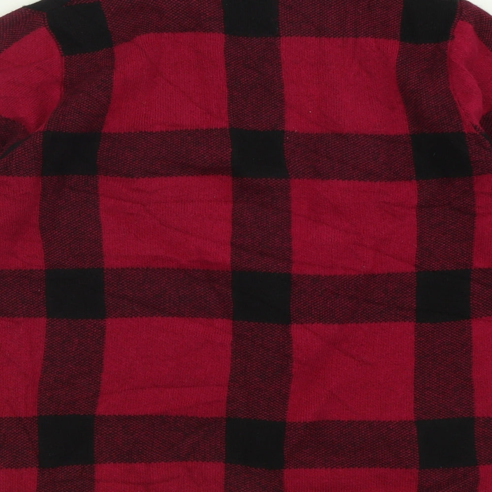 CC Womens Pink V-Neck Check Cotton Cardigan Jumper Size M