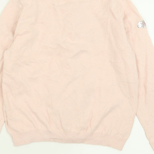 H&M Girls Pink Crew Neck  Cotton Cardigan Jumper Size 9-10 Years  Button - Butterfly Print