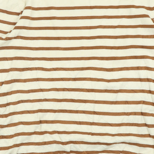 H&M Womens Ivory Boat Neck Striped Viscose Pullover Jumper Size L