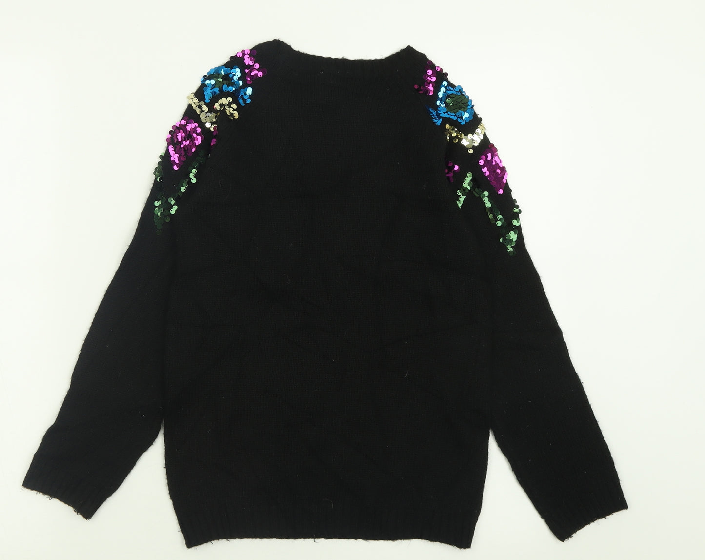 TU Girls Black Crew Neck  Acrylic Pullover Jumper Size 9 Years  Pullover