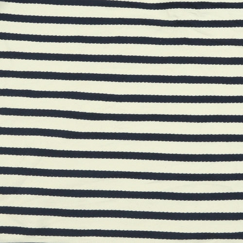 Dunnes Stores Womens White Crew Neck Striped Cotton Pullover Jumper Size XL