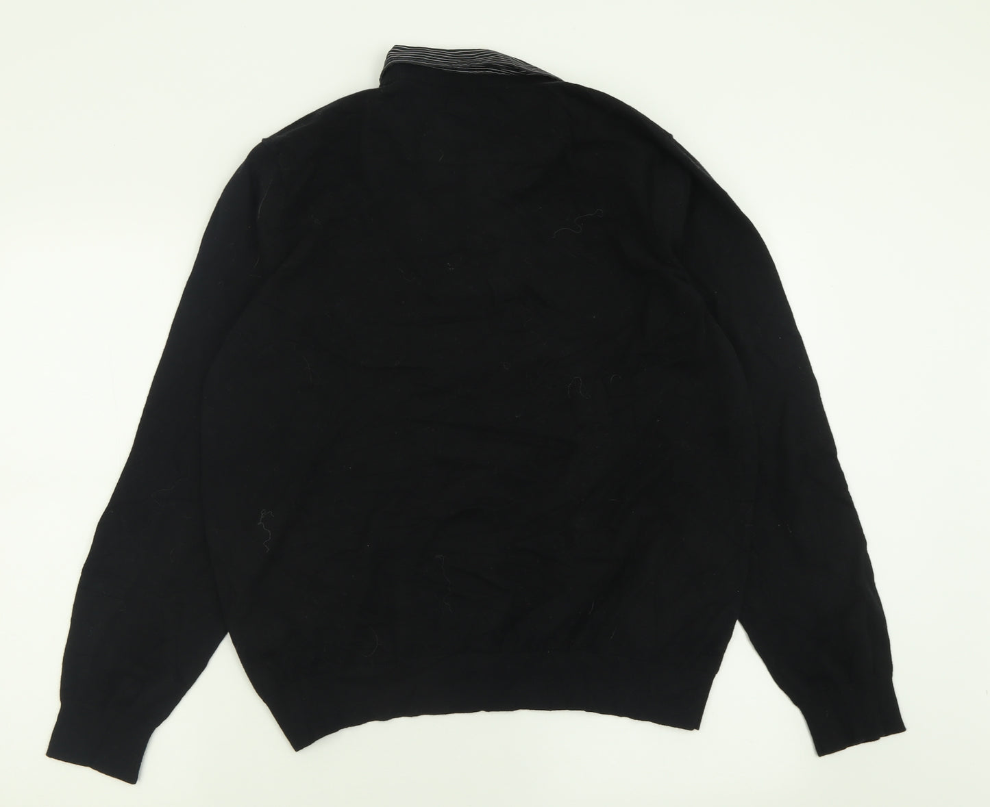 Autograph Mens Black Collared  Polyamide Pullover Jumper Size L