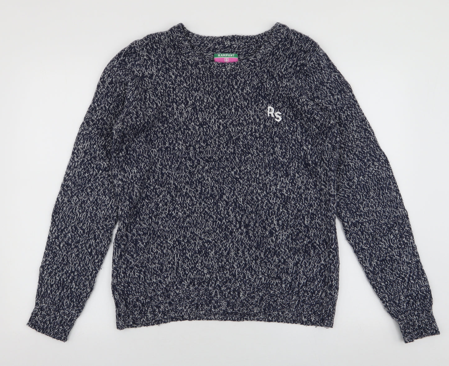 Rampant Sporting Womens Blue Round Neck  Acrylic Pullover Jumper Size S