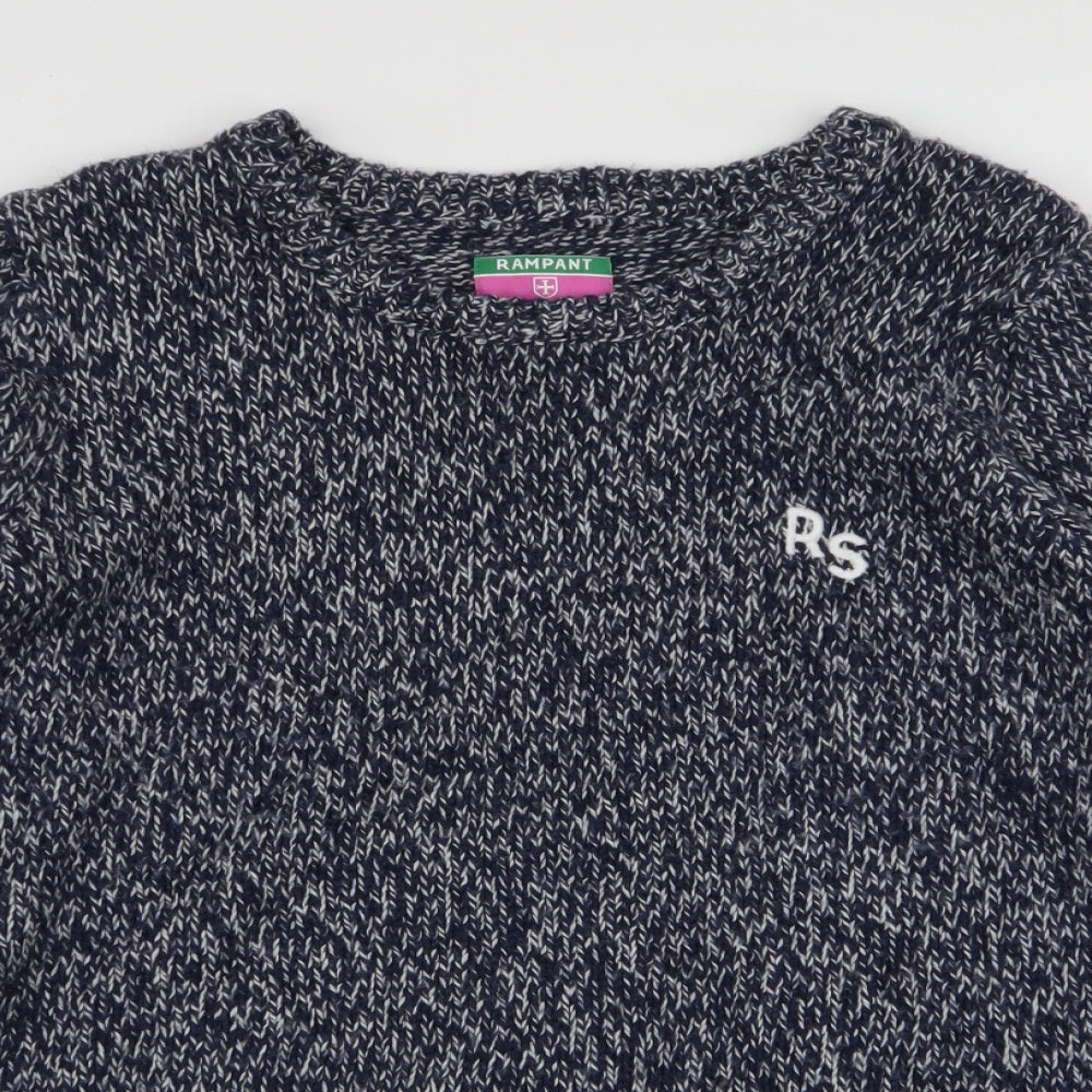 Rampant Sporting Womens Blue Round Neck  Acrylic Pullover Jumper Size S