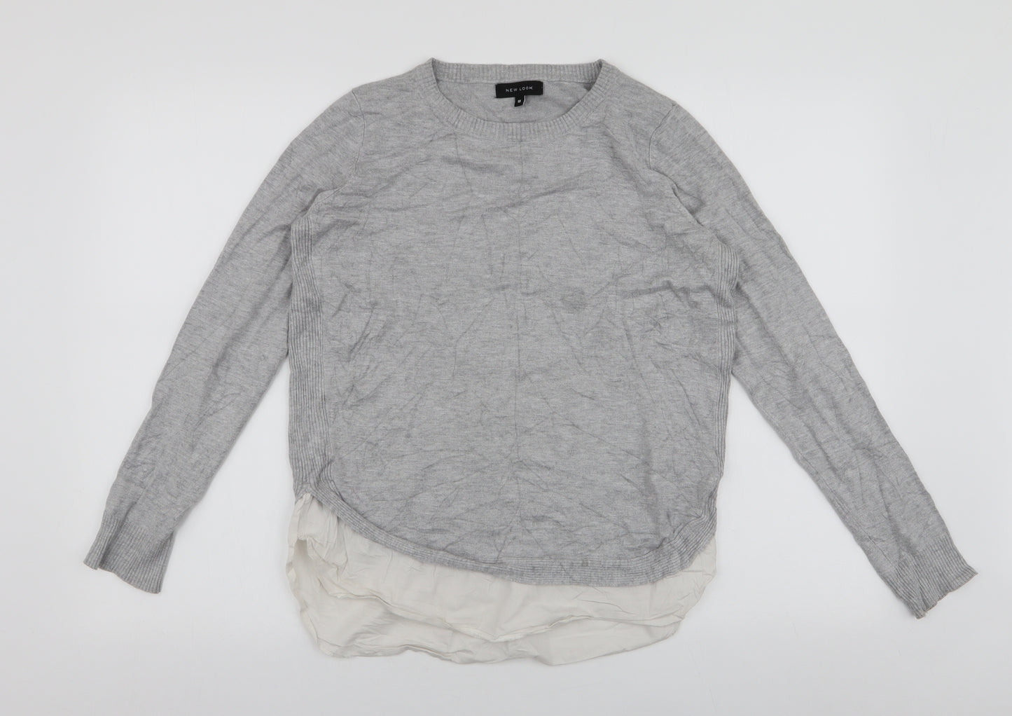 New Look Womens Grey Round Neck  Viscose Henley Jumper Size 10