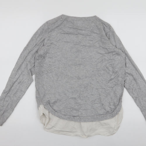 New Look Womens Grey Round Neck  Viscose Henley Jumper Size 10