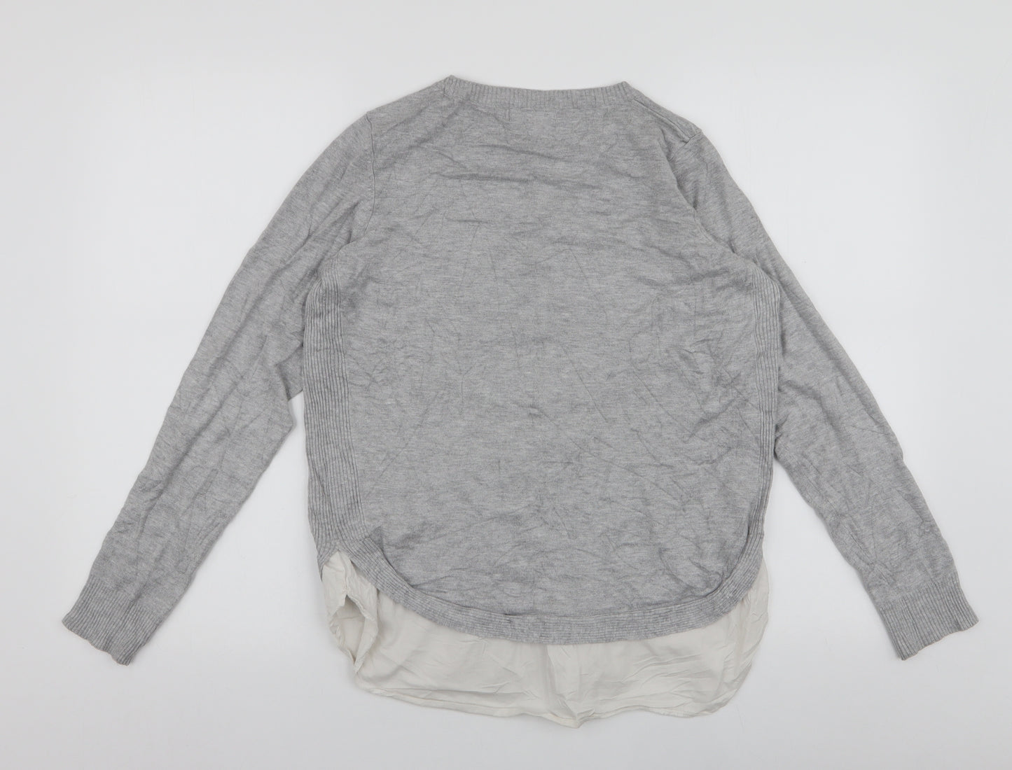 New Look Womens Grey Round Neck  Viscose Henley Jumper Size 10