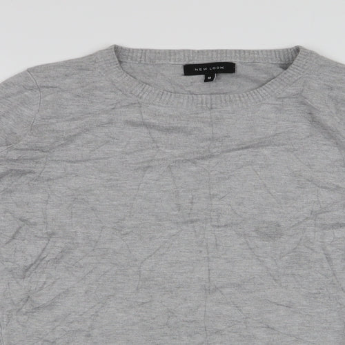 New Look Womens Grey Round Neck  Viscose Henley Jumper Size 10