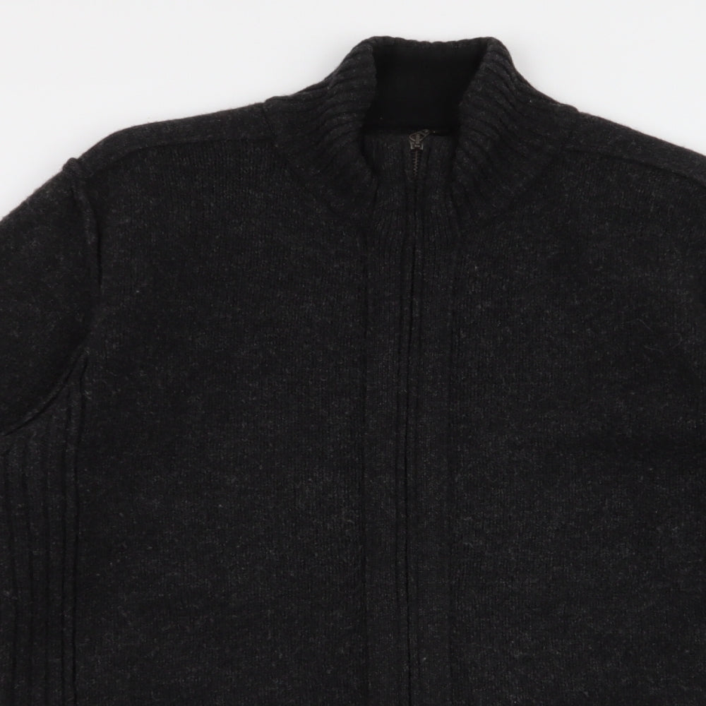 NEXT Mens Grey High Neck  Wool Full Zip Jumper Size M