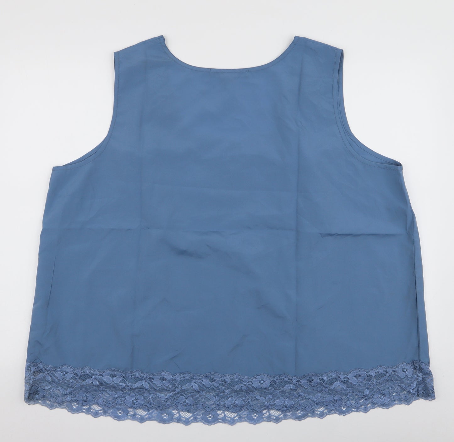 Denim 24/7 Womens Blue  Polyester Basic Blouse Size 26 V-Neck - Lace trim