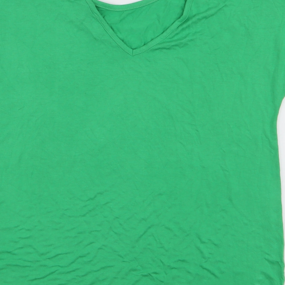 Peacocks Womens Green  Viscose Jersey Blouse Size 14 Round Neck
