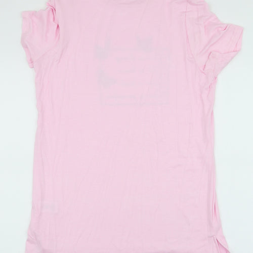 Studio Womens Pink Floral Viscose Jersey T-Shirt Size 12 Round Neck - Butterflies