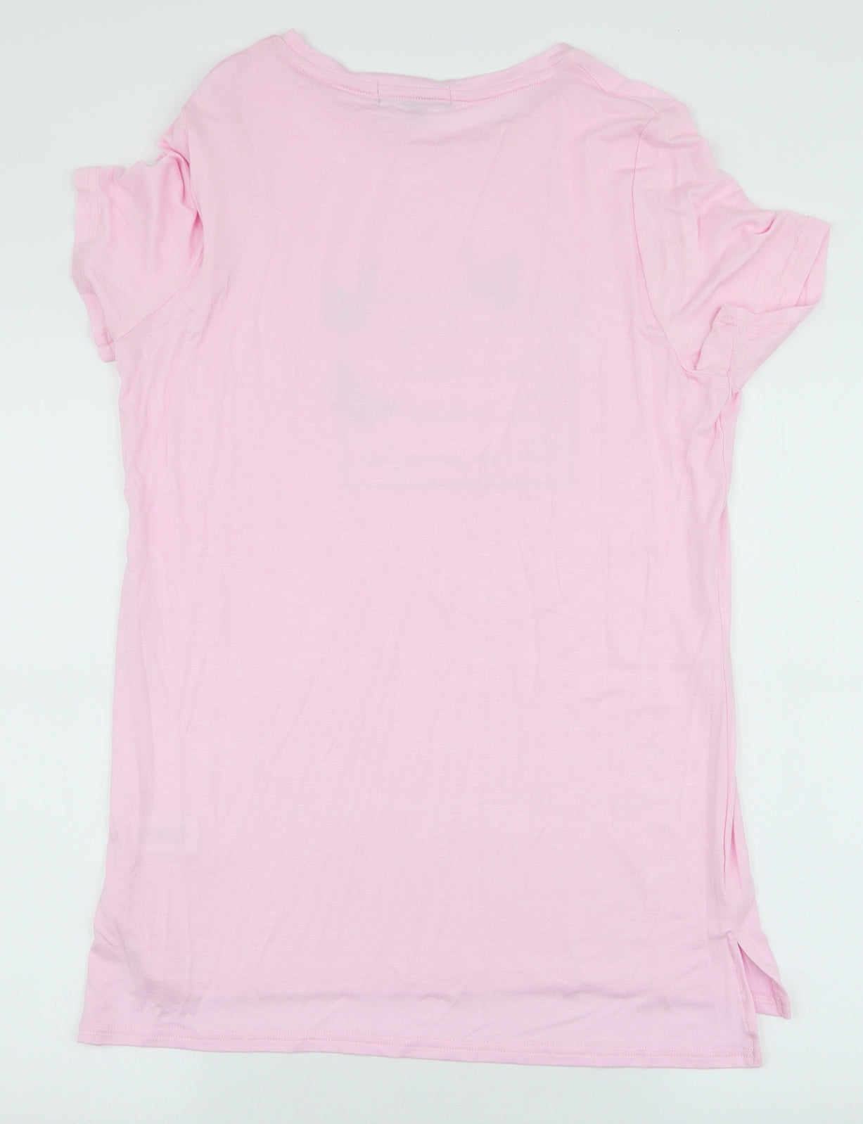 Studio Womens Pink Floral Viscose Jersey T-Shirt Size 12 Round Neck - Butterflies