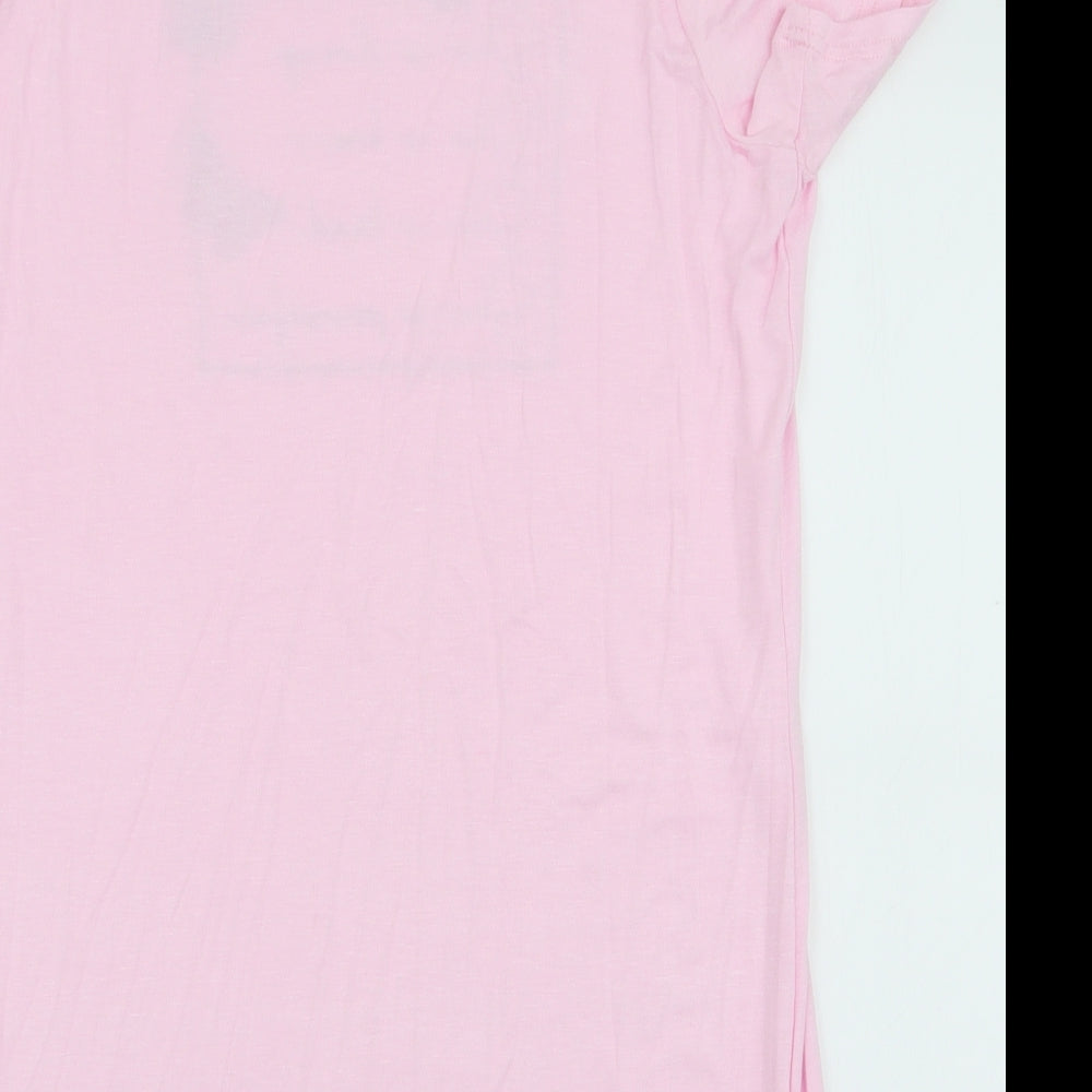 Studio Womens Pink Floral Viscose Jersey T-Shirt Size 12 Round Neck - Butterflies