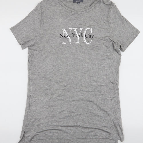 Studio Womens Grey  Viscose Jersey T-Shirt Size 12 Round Neck - NYC