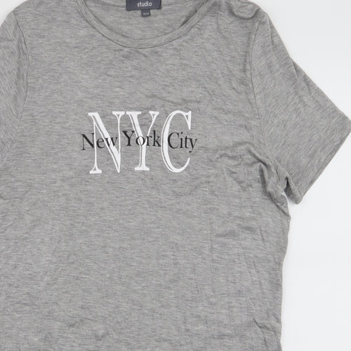 Studio Womens Grey  Viscose Jersey T-Shirt Size 12 Round Neck - NYC
