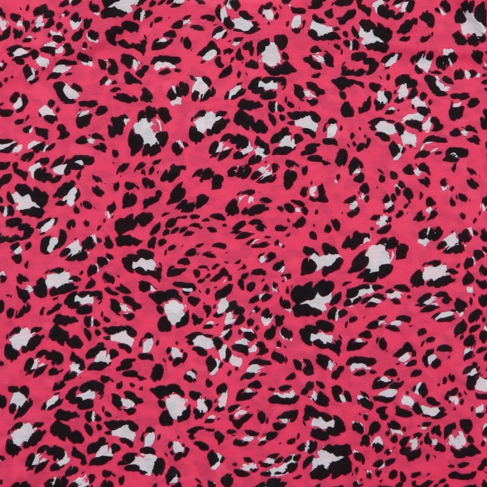 Marks and Spencer Womens Multicoloured Animal Print Polyester Jersey T-Shirt Size 18 Round Neck