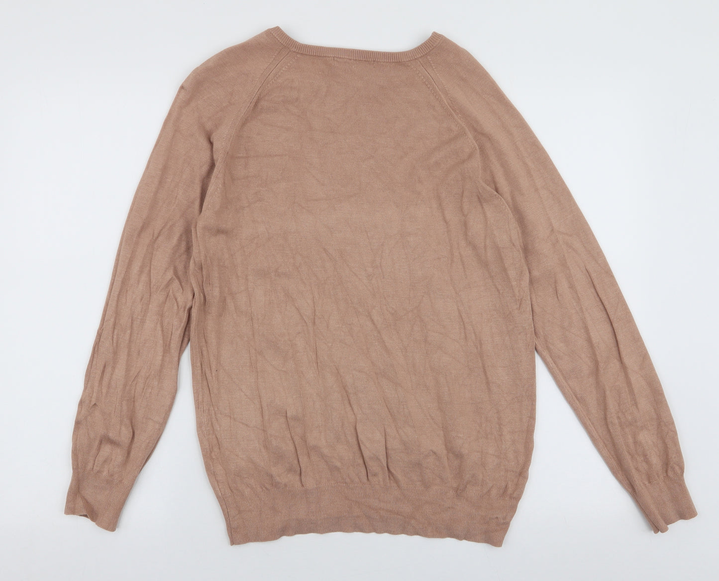 Dunnes Stores Womens Brown Round Neck  Viscose Pullover Jumper Size L