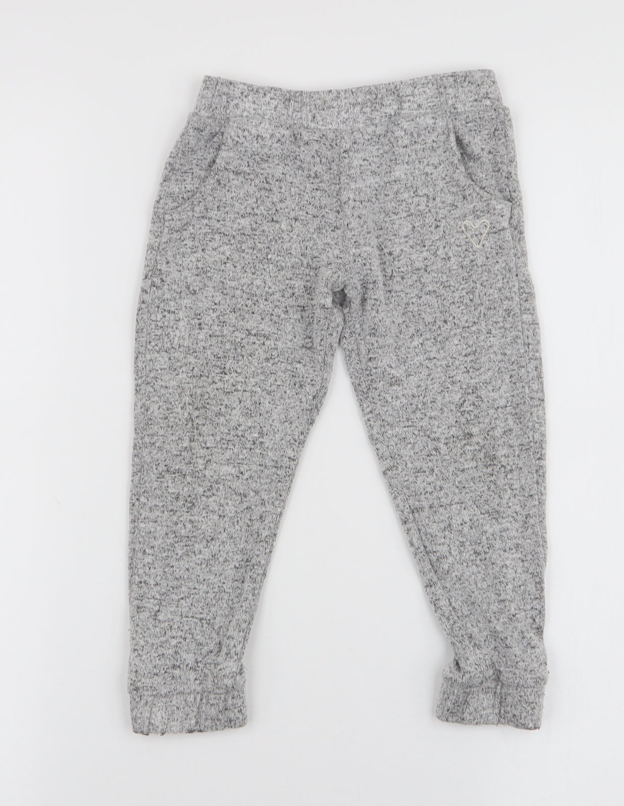 F&F Girls Grey  Polyester Jogger Trousers Size 2-3 Years  Slim Pullover