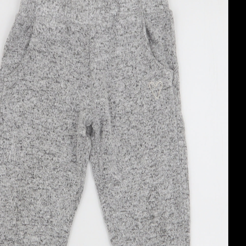 F&F Girls Grey  Polyester Jogger Trousers Size 2-3 Years  Slim Pullover