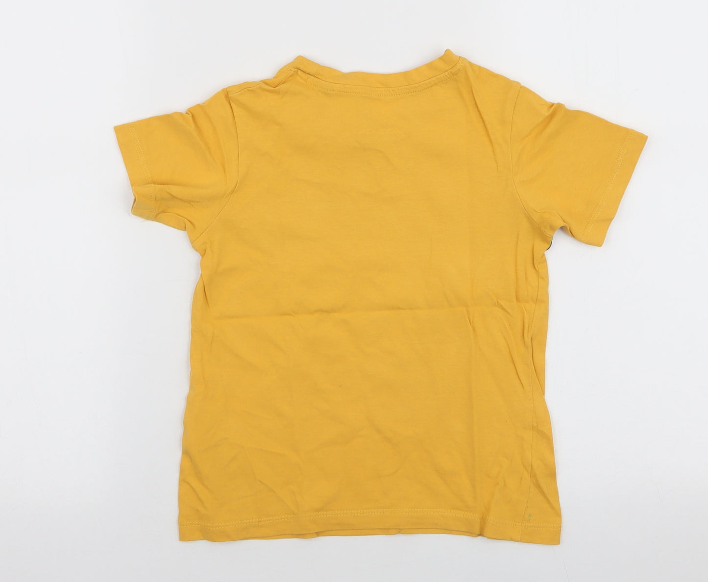 JACK & JONES Boys Yellow Striped 100% Cotton Jersey T-Shirt Size 8 Years Round Neck Pullover