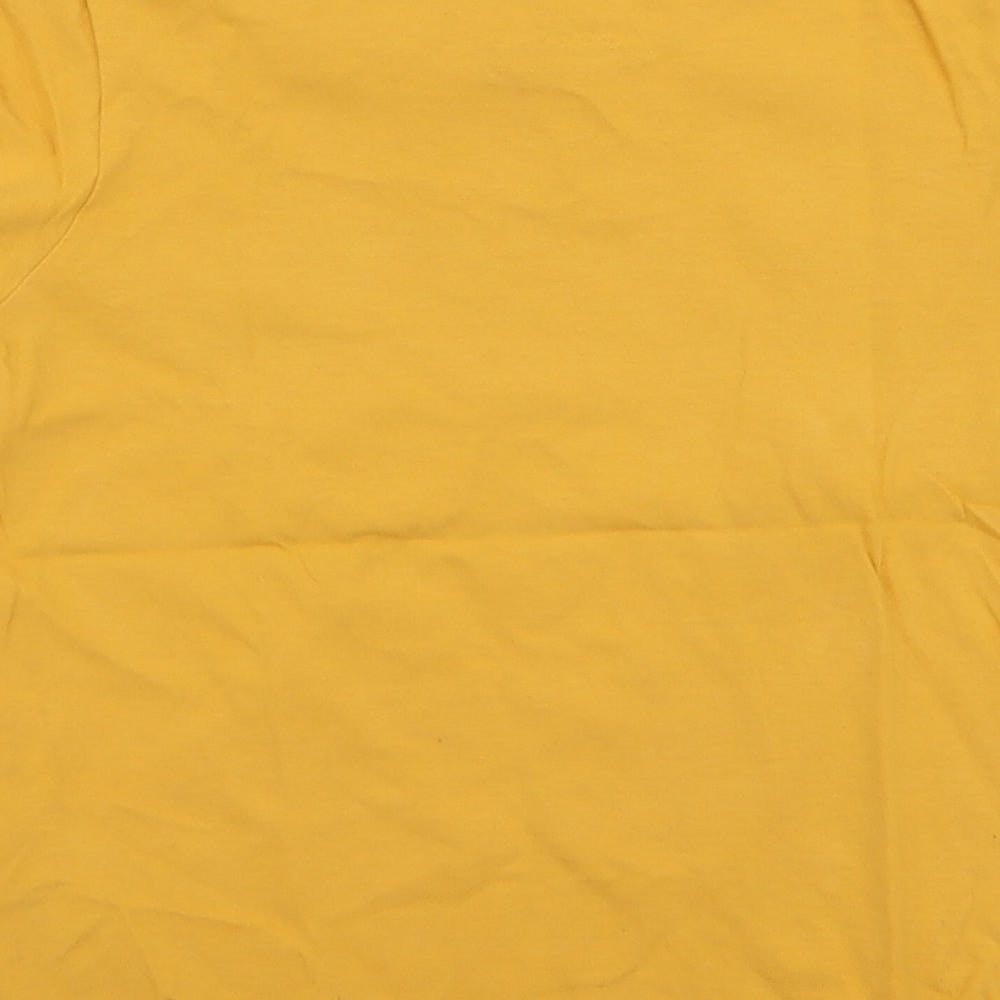 JACK & JONES Boys Yellow Striped 100% Cotton Jersey T-Shirt Size 8 Years Round Neck Pullover