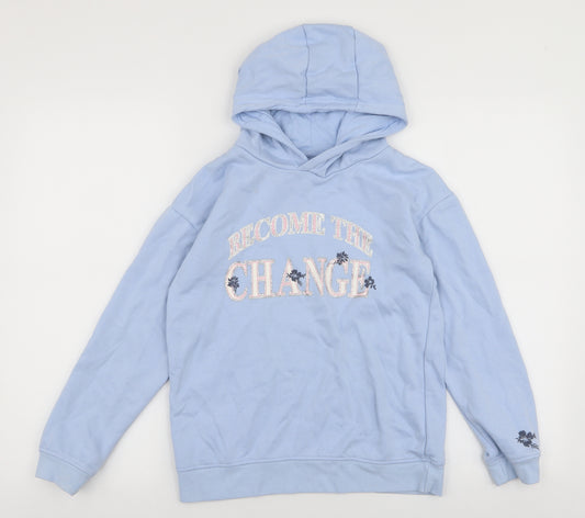 Primark Girls Blue  Cotton Pullover Hoodie Size 10-11 Years  Pullover - Change