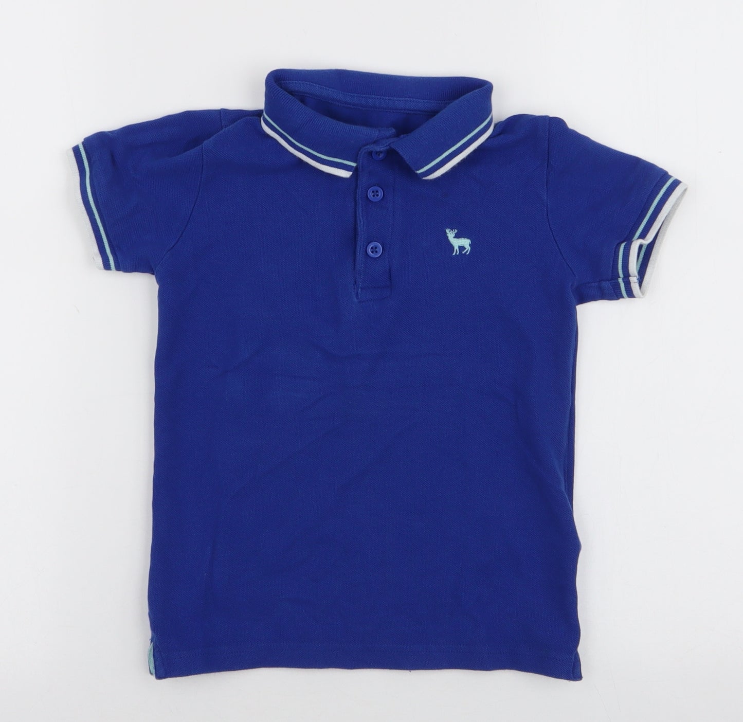 Dunnes Stores Boys Blue  100% Cotton Basic Polo Size 5-6 Years Collared Button