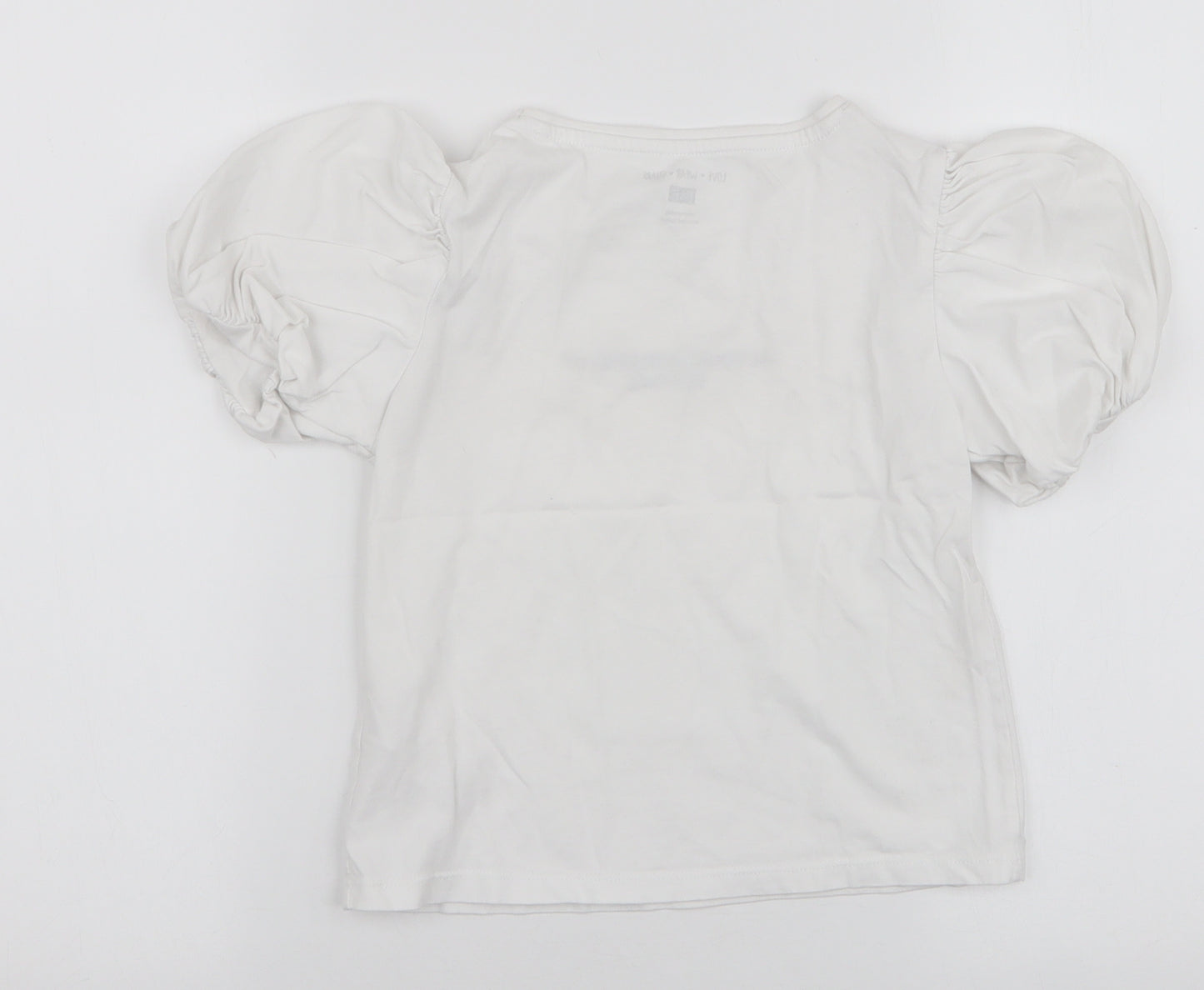 F&F Girls White  100% Cotton Jersey Blouse Size 8-9 Years Round Neck Pullover