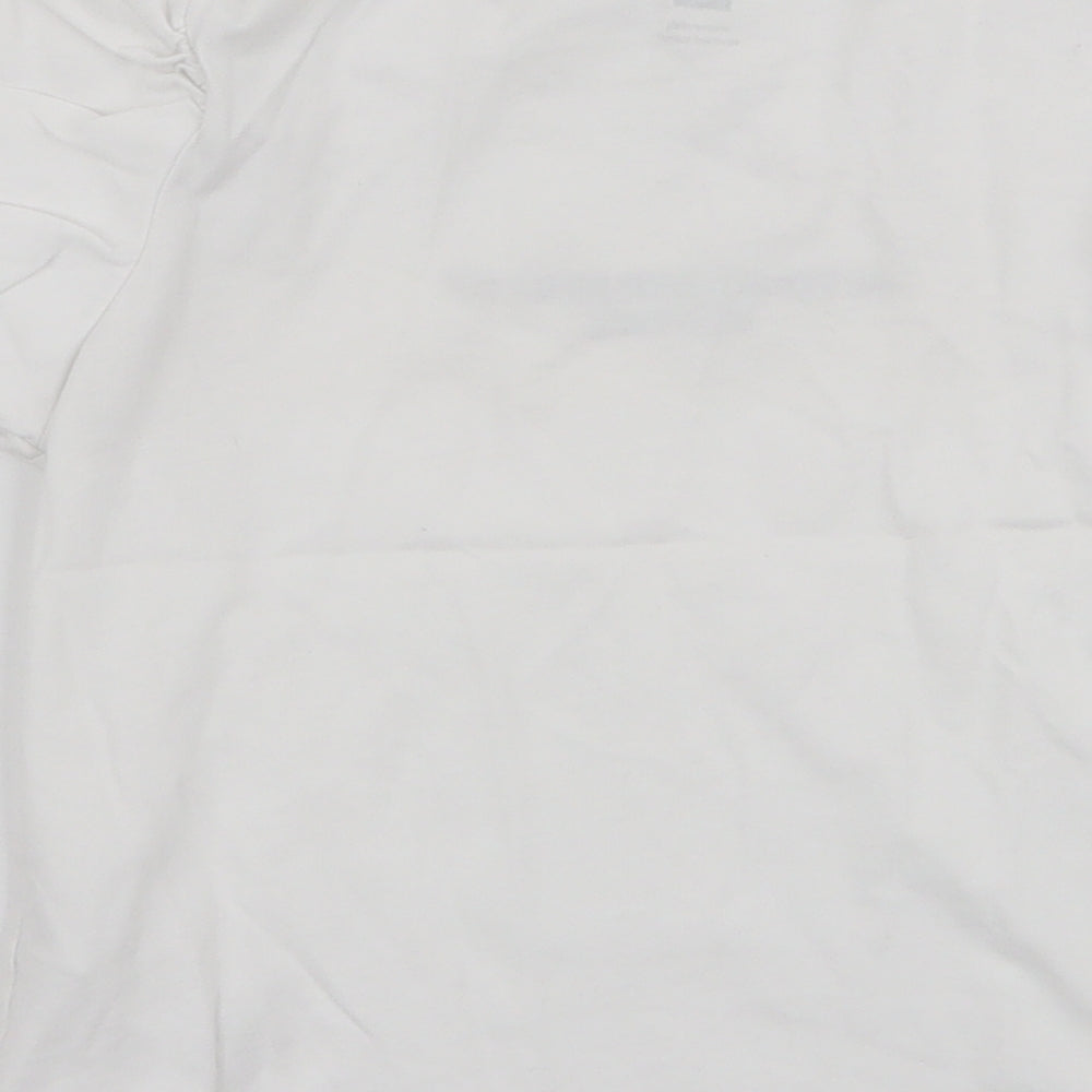 F&F Girls White  100% Cotton Jersey Blouse Size 8-9 Years Round Neck Pullover
