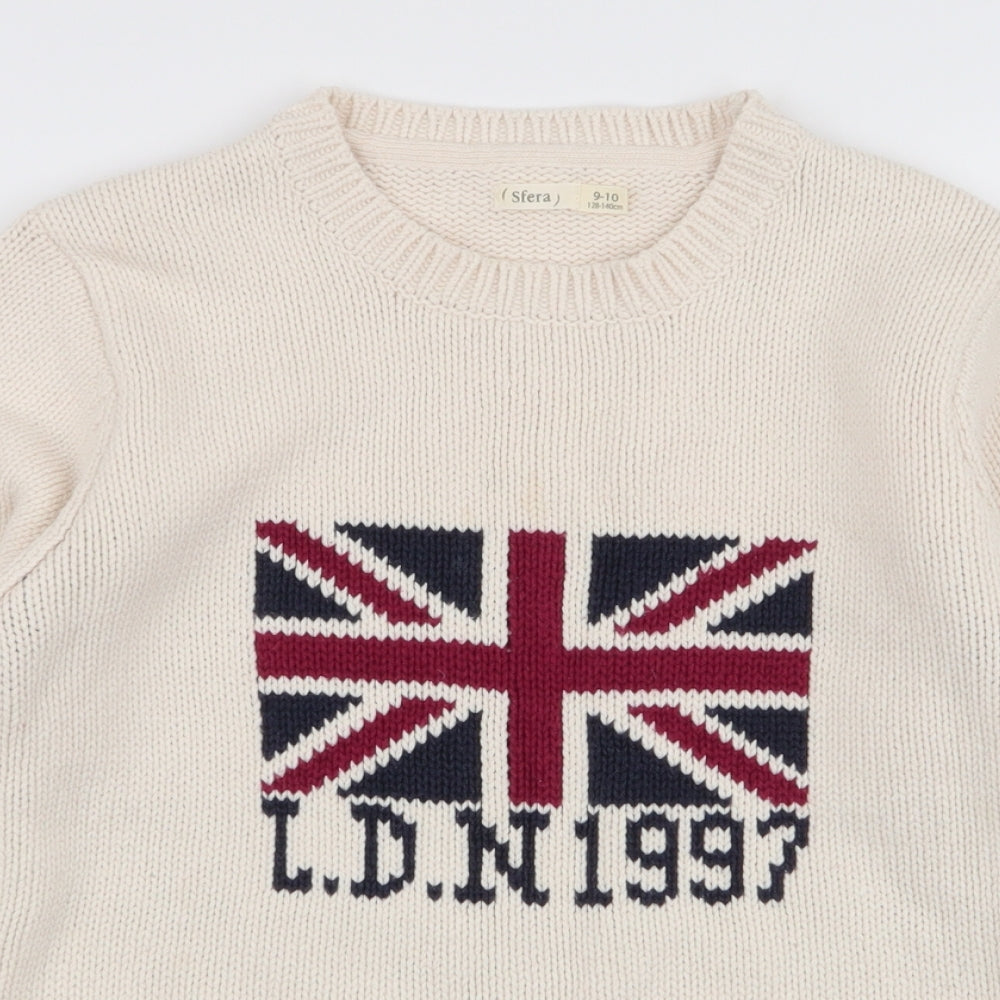 Sfera Girls Ivory Round Neck  Polyester Pullover Jumper Size 9-10 Years  Pullover