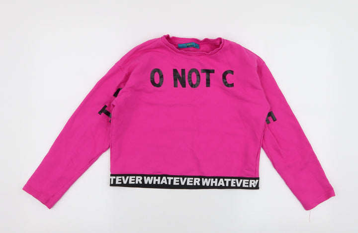 Funky Rocks Girls Pink  100% Cotton Pullover Sweatshirt Size 11-12 Years  Pullover - I don't care