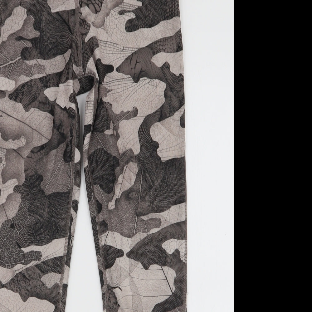 Reebok Womens Brown Camouflage Polyester Compression Leggings Size M L27 in Slim Pullover