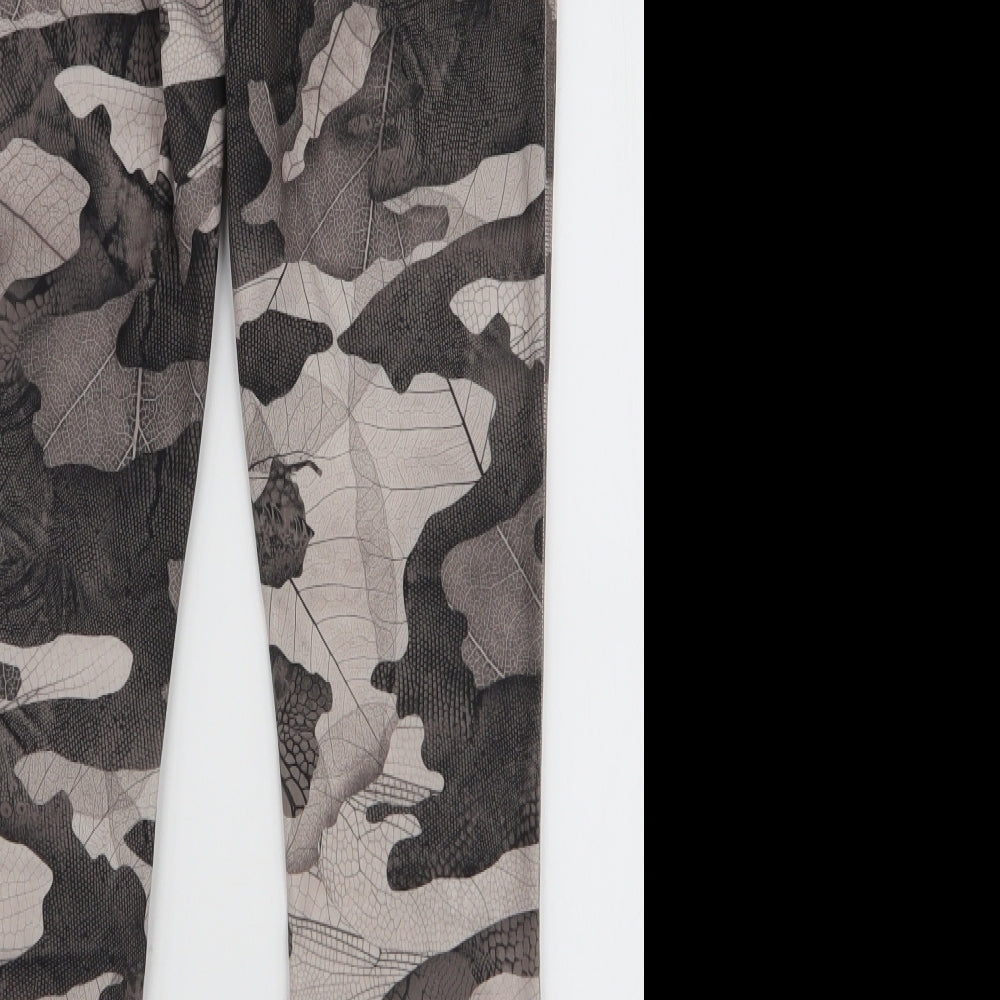 Reebok Womens Brown Camouflage Polyester Compression Leggings Size M L27 in Slim Pullover