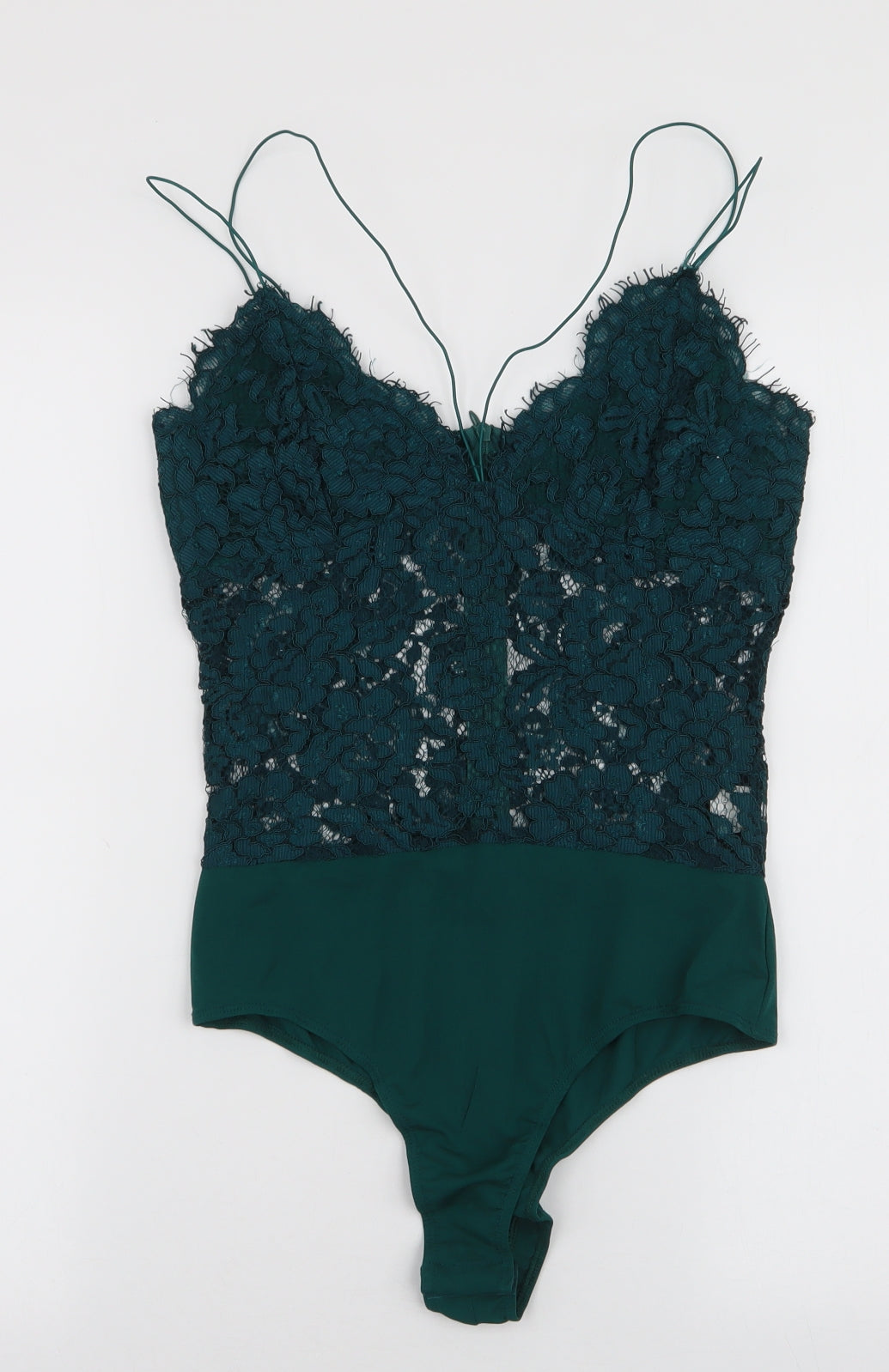 Missguided Womens Green  Polyester Bodysuit One-Piece Size 10  Zip