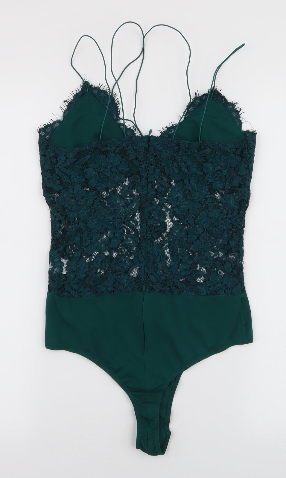 Missguided Womens Green  Polyester Bodysuit One-Piece Size 10  Zip