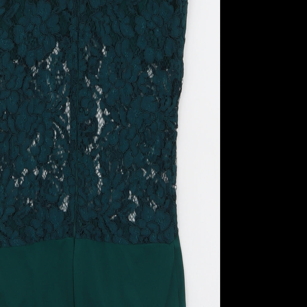 Missguided Womens Green  Polyester Bodysuit One-Piece Size 10  Zip