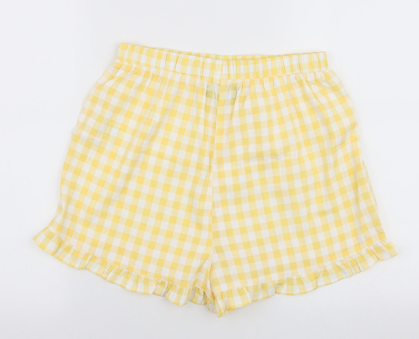 Dorothy Perkins Womens Yellow Check Polyester Sweat Shorts Size S L3 in Regular Pull On