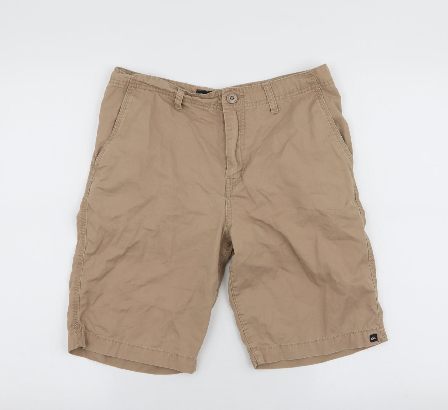 Quicksilver Mens Brown  Cotton Bermuda Shorts Size 30 in L9 in Regular Zip