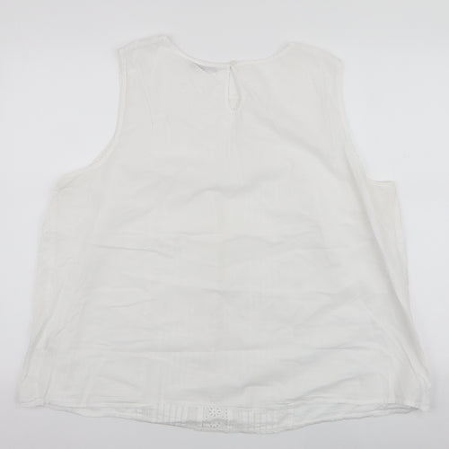 TU Womens White  100% Cotton Basic Blouse Size 22 Round Neck